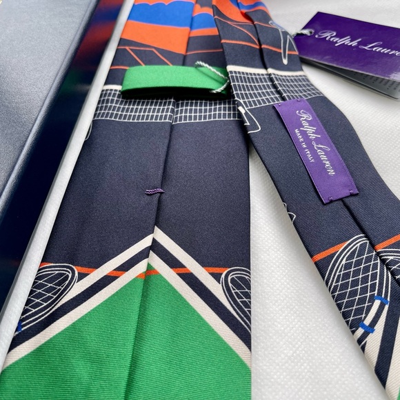 🎁RL HOLIDAY 25'🎁🆕💯US OPEN RALPH LAUREN PURPLE LABEL LUXURY TENNIS MOTF TIE🔥 - Picture 9 of 16